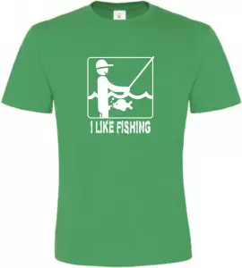 Pánské rybářské tričko I Like Fishing zelené