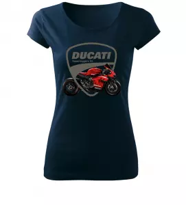 Dámské tričko s motorkou Ducati Superleggera V4 navy