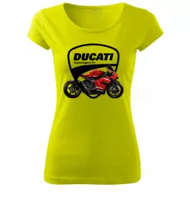 Dámské tričko s motorkou Ducati Superleggera V4 limetkové
