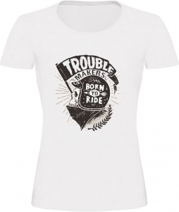 Dámské motorkářské tričko Trouble Makers bílé