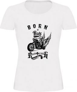 Dámské motorkářské tričko Born To Ride bílé
