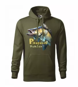 Pánská rybářská mikina s candátem military