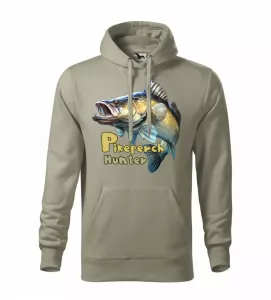 Pánská rybářská mikina s candátem světlá khaki