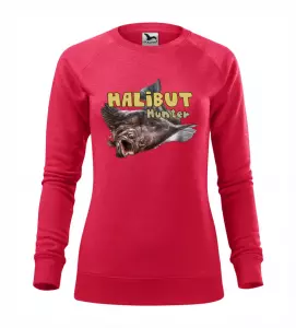 Dámská mikina pro rybářky s halibutem červená