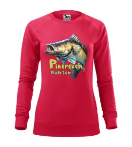 Dámská mikina pro rybářky s candátem červená