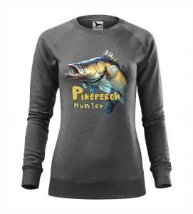 Dámská mikina pro rybářky s candátem černá