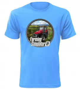 Pánské a dětské tričko Farming Simulator 22 azurové