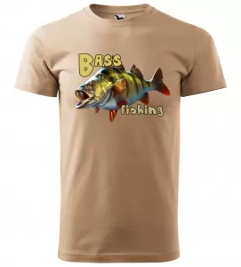 Rybářské tričko Bass fishing pískové