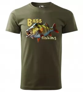 Rybářské tričko Bass fishing military