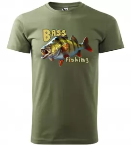 Rybářské tričko Bass fishing khaki
