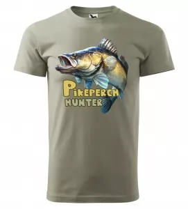 Rybářské tričko Lovec candátů světlá khaki