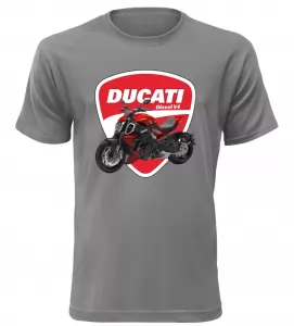Pánské tričko s motorkou Ducati Diavel V4 šedé