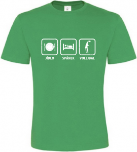 Pánské tričko Jídlo Spánek Volejbal zelené