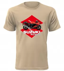 Pánské tričko s motorkou Suzuki Hayabusa pískové