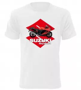 Pánské tričko s motorkou Suzuki Hayabusa bílé
