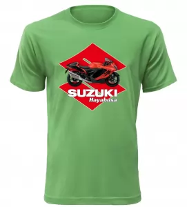 Pánské tričko s motorkou Suzuki Hayabusa zelené