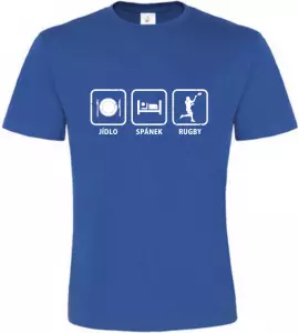 Pánské tričko Jídlo Spánek Rugby modré