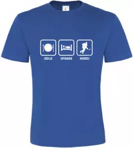 Pánské tričko Jídlo Spánek Hokej modré