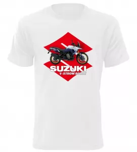 Pánské tričko s motorkou Suzuki V-Storm 800DE bílé