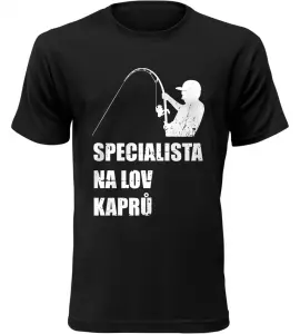Pánské rybářské tričko Specialista na kapry černé