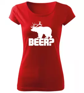 Dámské vtipné tričko BEER červené