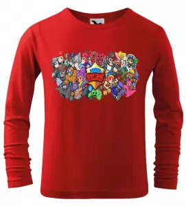 Dětské tričko Brawl Stars s dlouhým rukávem červené
