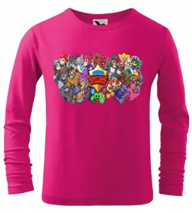 Dětské tričko Brawl Stars s dlouhým rukávem malinové