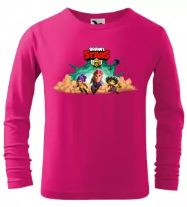 Dětské tričko Brawl Stars Classic s dlouhým rukávem malinové