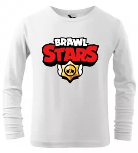 Dětské tričko Brawl Stars logo dlouhým rukávem bílé