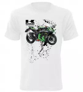 Pánské tričko s motorkou Kawasaki Ninja ZX-10 R bílé AKCE XL