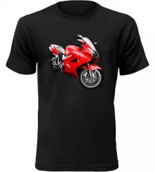 Pánské motorkářské tričko s červenou motorkou černé