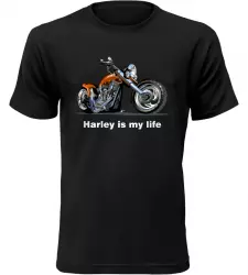 Pánské tričko Harley is my life černé