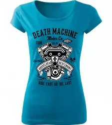 Dámské motorkářské tričko Death Machine tyrkysové