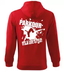 Pánská a dětská mikina Parkour je můj život červená