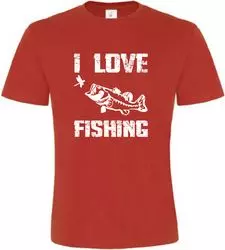 Pánské Rybářské tričko I Love Fishing červené