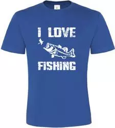 Pánské Rybářské tričko I Love Fishing modré