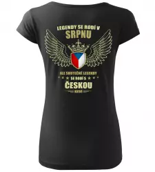 Dámské tričko zrození legendy v Srpnu černé