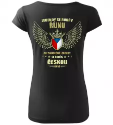 Dámské tričko zrození legendy v Říjnu černé