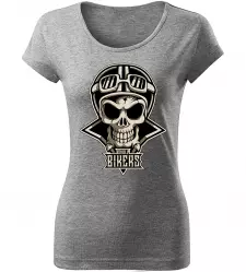 Dámské moto tričko Skull Bikers melír
