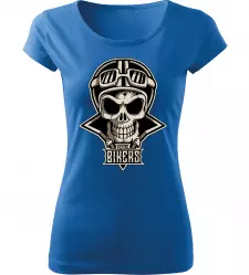 Dámské moto tričko Skull Bikers azurové
