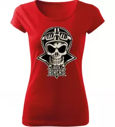 Dámské moto tričko Skull Bikers červené