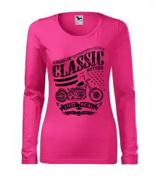 Dámské tričko s dlouhým rukávem American Classic Motors purpurové