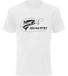 Pánské rybářské tričko Jdu na ryby bílé