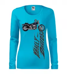 Dámské tričko Harley Davidson s dlouhým rukávem tyrkysové