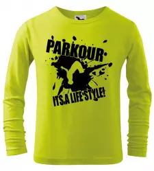 Dětské tričko Parkour je můj život s dlouhým rukávem limetkové