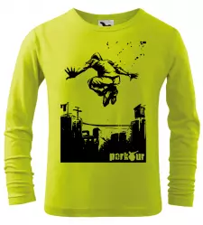 Dětské tričko Parkour draw s dlouhým rukávem limetkové