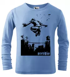 Dětské tričko Parkour draw s dlouhým rukávem azurové