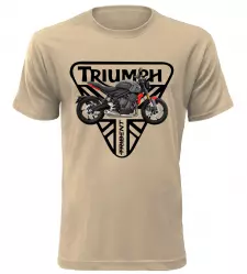 Pánské tričko s motorkou Triumph Trident 660 pískové