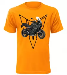 Pánské tričko s motorkou Yamaha Tracer 9 oranžové