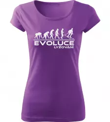 Dámské tričko Evoluce Lyžování fialové